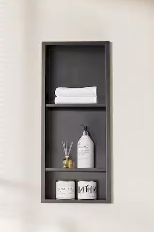 12 in. W x 30 in. H x 4 in. D Waterproof Recessed Shower Niche with Double Shelves in Matte Black, No Tile Needed - Lot 222JF