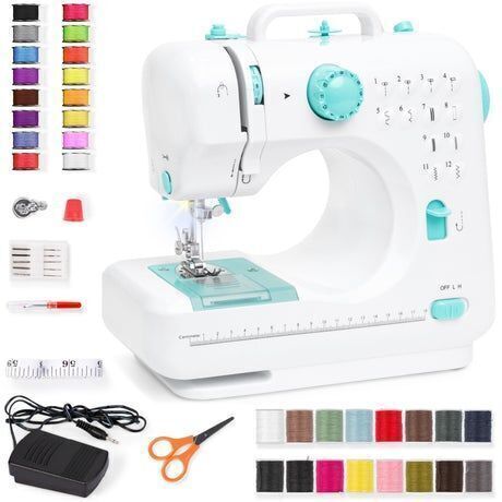 6V Portable Foot Pedal Sewing Machine w/ 12 Stitch Patterns - Lot 825