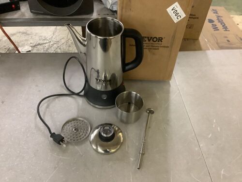 VEVOR 12-Cup Electric Percolator Coffee Pot with Keep Warm Function - Gets Hot - Lot 834JF