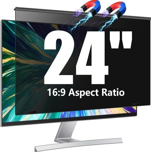 Magnetic Computer Privacy Screen Filter 24 Inch for Frameless Monitor Thin Bezel 16:9 Widescreen - Lot 578