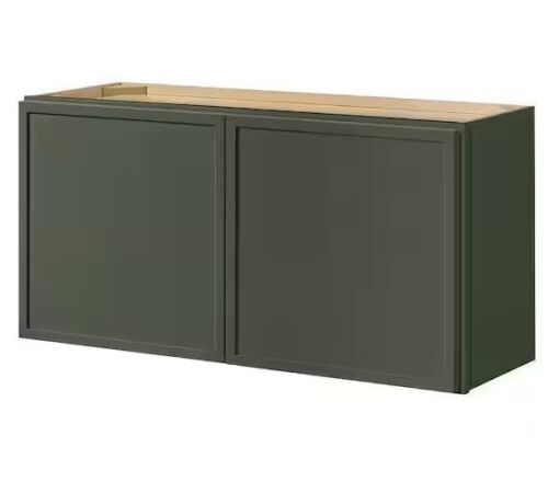 Hampton Bay Leyton 36 in. W x 24 in. D x 18 in. H Ready to Assemble Plywood Slim Shaker Wall Bridge Kitchen Cabinet in Fern Green - Lot 60JF