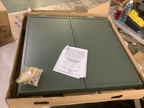 Hampton Bay Leyton 36 in. W x 12 in. D x 36 in. H Ready to Assemble Plywood Slim Shaker Wall Kitchen Cabinet in Fern Green - Lot 210JF
