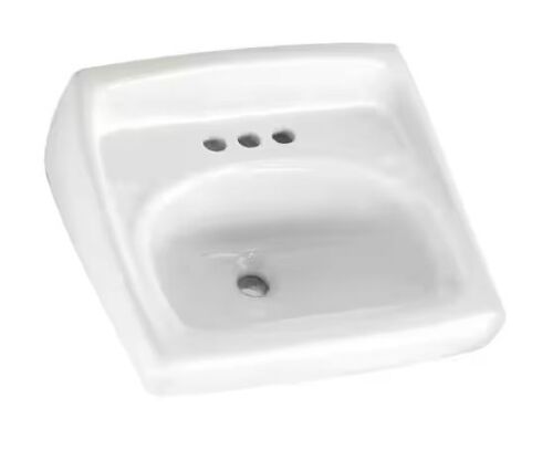 American Standard Lucerne Wall-Mounted Bathroom Vessel Sink with Faucet Holes on 4 in. Center in White - Lot 219JF