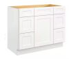 Hausvita 42 in. W x 21 in. D x 34.5 in. H in Shaker White Plywood Ready to Assemble Floor Vanity Sink Base - Thumbnail 1