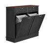 HOMEIBRO Farmhouse 40 in. W x 14 in. D x 36 in. H Ready to Assemble Cabinets Floor Tilt Out Trash Cabinet in Black - Thumbnail 1