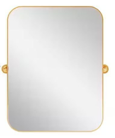 Dovelina 24 in. W x 31.5 in. H Modern Rectangle Metal Framed Gold Pivoted Wall Mirror With Rounded Corners - Lot 216JF