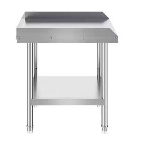 VEVOR 24 x 24 x 26 in. Stainless Steel Work Table with Adjustable Height 3-Sided Backsplash - Lot 218JF