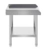 VEVOR 24 x 24 x 26 in. Stainless Steel Work Table with Adjustable Height 3-Sided Backsplash - Thumbnail 1