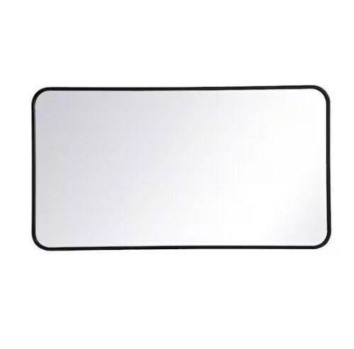 Timeless Home 22 in. W x 40 in. H x Modern Soft Corner Metal Rectangle Black Mirror - Lot 855JF