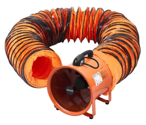 VEVOR Portable Ventilator, 16 inch Heavy Duty Cylinder Fan with 16.4ft Duct Hose, 1350W, 5175CFM - Lot 47JF