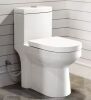Hanikes One-Piece 1.1/1.6 GPF Dual Flush Round Toilet in White Soft Close Seat Included - Thumbnail 1