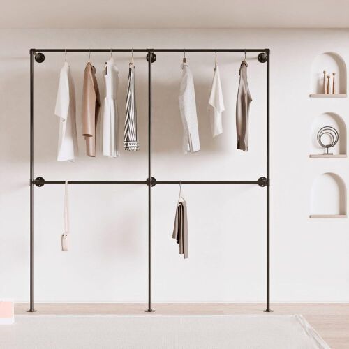 Heavy Duty Wall Mounted Industrial Pipe Clothing Rack - Lot 268