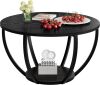 Wooden 2-Tier Circle Coffee Table, Black - Missing Hardware - Thumbnail 1
