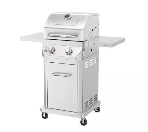 Nexgrill 2 Burner Stainless Steel Propane Gas Grill with Folding Side Shelves - Lot 6JF