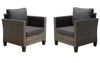 OVIOS Gray Wicker Outdoor Patio Chairs, 2 Pack - Thumbnail 1