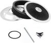14" X 3" Black Round High Flow Washable Air Cleaner Filter Assembly w/Chrome Flow-Thru Lid for Caburetor Lid Compatible with Ford/GMC/Chevy - Thumbnail 1