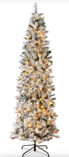 BCP Pre-Lit Snow Flocked Artificial Pencil Christmas Tree, 4.5' - Lot 20