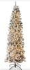 BCP Pre-Lit Snow Flocked Artificial Pencil Christmas Tree, 4.5' - Thumbnail 1