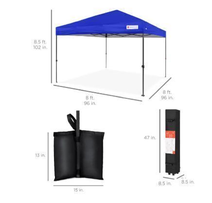 One-Person Setup Instant Pop Up Canopy w/ Case, - 8x8ft - Lot 162