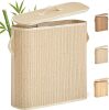 Bamboo Toilet Paper Storage Basket with Lid & Handle - 32L Large Capacity Handwoven Bathroom Organizer for 16 Rolls - Sturdy Stand Holder for Toilet Paper Organization - Thumbnail 1