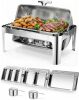 13QT Roll Top Chafing Dishes for Buffet: Catering Food Warmer for Parties, Wedding, Birthday, Christmas, 1 Full Size & 2 Half-Size & 3 1/3 size Chafing Server Dish, 1 Water Pan - Thumbnail 1
