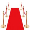Stanchions and Velvet Ropes 6Pcs, Hollow Base with Stainless Steel Post & 26.25ft Carpet, 4 Red Velvet Ropes, Crowd Control Barriers Gold Stanchions, Red Carpet Runner Poles for Party Supplies - Thumbnail 1
