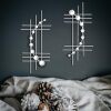 2 Pack Silver Abstrac Wall Decor – Metal Crystal Wall Art with Sparkling Rhinestones, 16.5’’/24 Inch Wall Hanging Set for Living Room Bedroom Bathroom – Modern Bling Home Decorations - Thumbnail 1