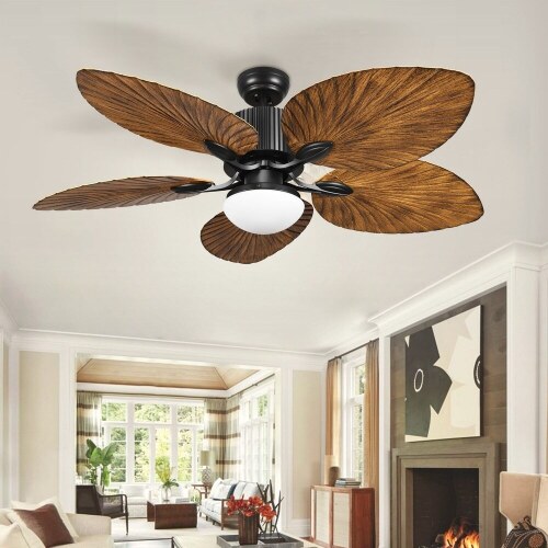 52" Palm Leaf Tropical Style Ceiling Fan LED Light - Lot 7701