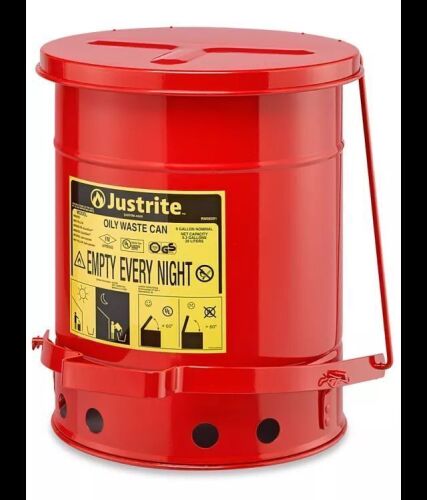 Justrite Oily Waste Can - Red, 6 Gallon - Lot 7713