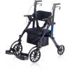 2 in 1 Rollator Walker & Transport Chair, Folding Wheelchair Rolling Mobility Walking Aid for Adult, Seniors, Blue - Thumbnail 1