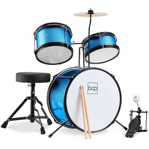 Kids Beginner 3-Piece Drum, Musical Instrument Set w/ Sticks, Stool, Pedal - Lot 7733