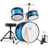 Kids Beginner 3-Piece Drum, Musical Instrument Set w/ Sticks, Stool, Pedal - Thumbnail 1