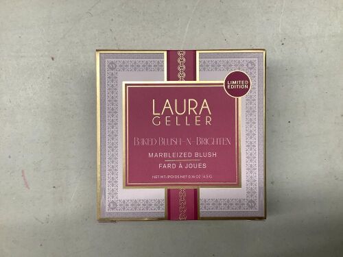 LAURA GELLER NEW YORK Limited Edition Baked Blush-n-Brighten Marbleized Blush - Skyline Sunset - Pink Color for Cheeks - Lot 7756
