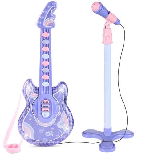 Kids Pretend Play Guitar Musical Instrument Toy w/ Microphone, Stand - 19in - Lot 7759
