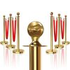 6PCS Gold Stanchions Posts with 4PCS 5 ft Red Velvet Rope, Red Velvet Rope Stanchion Set Crowd Control Barriers, Stanchions and Velvet Ropes Red Carpet Poles for Party Supplies - Thumbnail 1