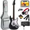 Beginner Electric Guitar Kit w/ Headphone Amp, Padded Gig Bag, Headphones - Thumbnail 1