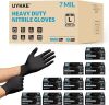 HEAVY DUTY 7 Mil Nitrile Black Gloves Disposable Latex Free Rubber Latex Cleaning Mechanic Food Prep Gloves 1000PCs - Thumbnail 1