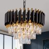 3-Tier Black Gold Crystal Chandelier 5-Light 15’’ Modern Crystal Pendant Chandelier Ceiling Light Fixture Hanging Lighting for Kitchen Island Dining Room Foyer Entryway Bedroom - Thumbnail 1