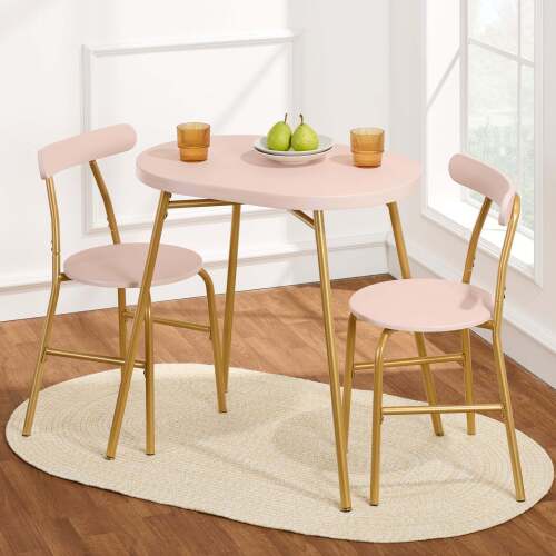 3-Piece Oval Dining Table Set, Small Kitchen Set w/ 2 Chairs - Lot 7833