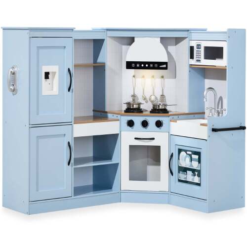 Pretend Play Corner Kitchen Wooden Toy Set for Kids w/ Lights, Sounds - Lot 7839