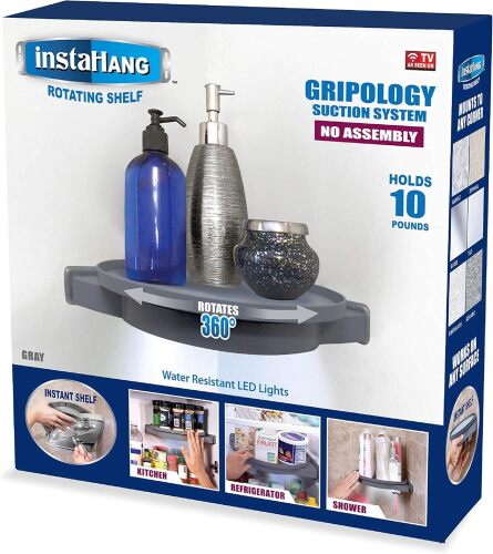 Case Pack of Rotating Shelf, Storage Organizer with Water-Resistant LED Lights, No-Assembly Wall-Mounted Shelf for Kitchen and Bathroom Caddy Storage, Corner Shower Shelf - Lot 7856