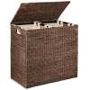 Large Water Hyacinth Double Laundry Hamper Basket w/ 2 Liner Bags - Thumbnail 1