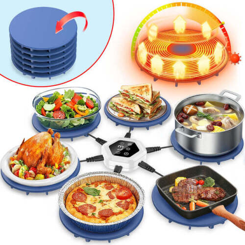 Food Warming Mat,6-in-1 Silicone Warming Mat for Food-Fast Heating Electric Warming Tray with 3 Timer & Temp Settings, Portable Food Warmer for Parties Buffet, Raised Feet Protects Table - Lot 7878