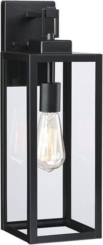 Set of 2 Large Size Outdoor Wall Lantern, 18 Inch Outdoor Light, Large Porch Light, Metal and Glass Outdoor Lantern Wall Light Fixture with E26 Socket - Lot 7911
