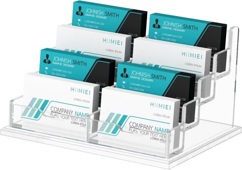Business Card Holder for Desk, Acrylic Business Card Holder Display, Multiple Business Card Holder for Office, Exhibition, Home, Restaurant 8 Slot 4 Tier - Lot 7919