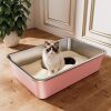 Stainless Steel Litter Box, Large Metal Cat Litter Box with High Sided for Big and Small Cats, Non-Stick, Easy to Clean, Odor-Free - Thumbnail 1