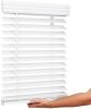 Lotus & Windoware Cordless, 2 Inch Faux Wood Blind, 34.5" Wide x 60" Long, Window Blinds, Blinds & Shades, Blinds for Indoor Windows, Embossed, Bright White - Thumbnail 1