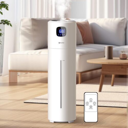 Large Humidifiers for Bedroom, 9L/2.5Gal Ultrasonic Cool Mist, Top Fill Easy Clean with 350ML/H Mist Speed, Quiet, Suitable for Kids Room Plant Yoga Office Study Room Living (White, Round) - Lot 7939