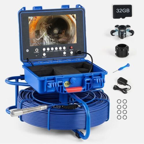 9" Self-Leveling Sewer Inspection Camera 512Hz 230ft/70m Digital Length Counter - Lot 7950