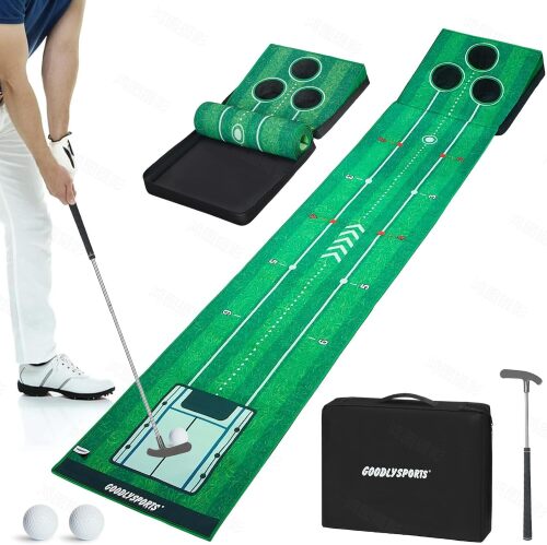 New Portable Golf Putting mat-Putting Green Indoor+Putting Green Outdoor-Putting mat with 3 Balls+Putting Green with Retractable Push Rod-Putting matt for Indoors-Golf Gifts for Men Kids - Lot 7953